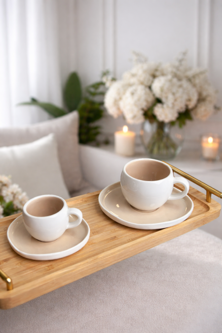 طقم فناجين شاي أنيق – 6 +6 فناجين مع صحون 4-6